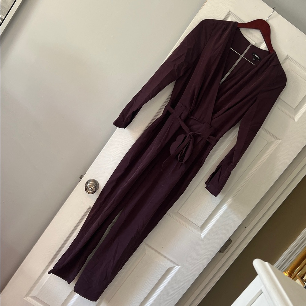 Express satiny eggplant jumper
